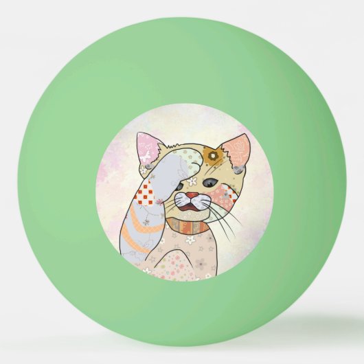 Patchworkkatze Tischtennisball Pingpongbal (Voorkant)