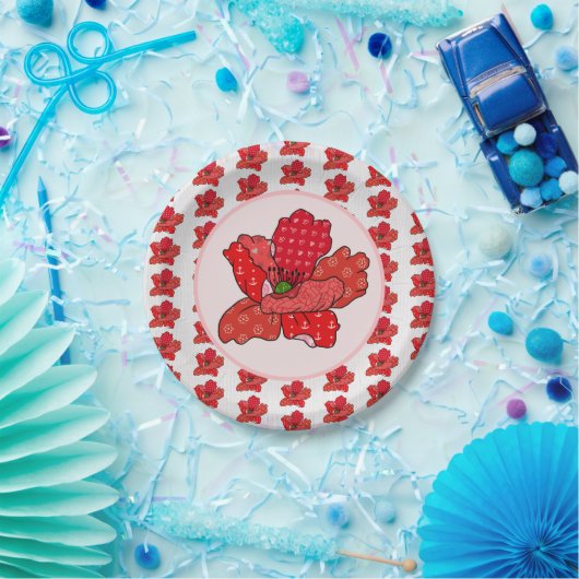 Patchworkmohn Pappteller Papieren Bordje (Feest)