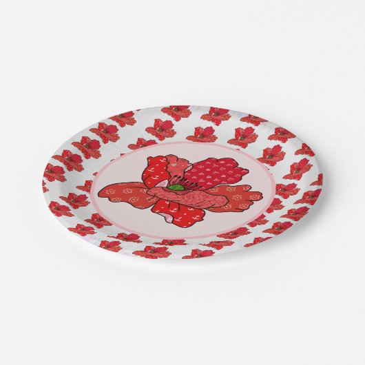 Patchworkmohn Pappteller Papieren Bordje (Gekanteld)