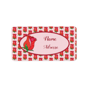 Patchworkrose adressaufkleber etiket