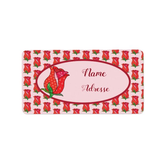Patchworkrose adressaufkleber etiket (Voorkant)