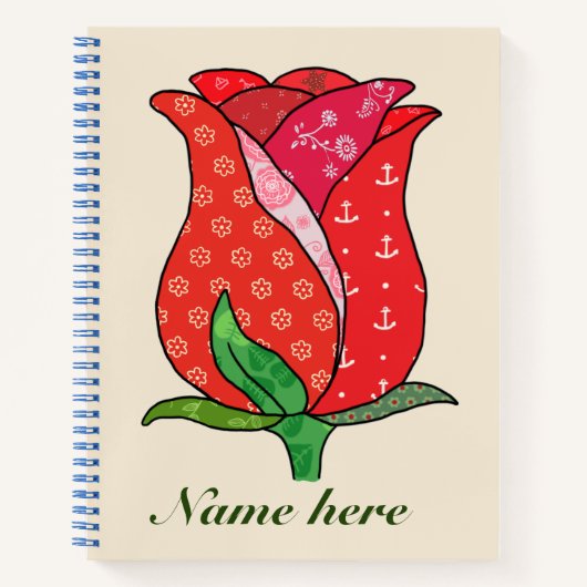 Patchworkrose, personalisiert Notizblock Notitieboek (Voorkant)