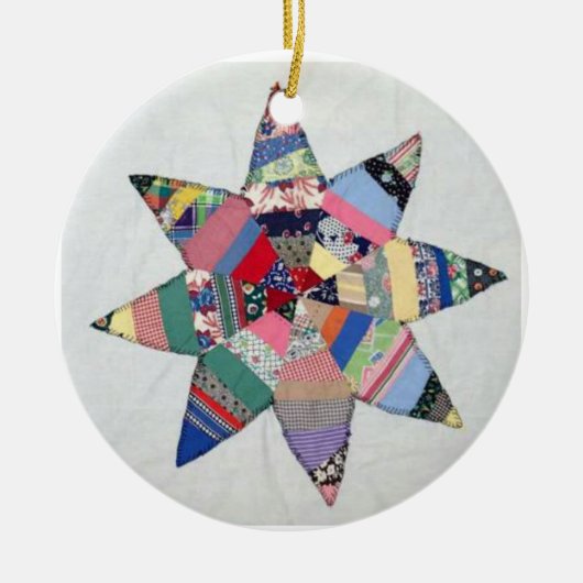 Patchworkstar quilt-vakantieversiering keramisch ornament (Voorkant)
