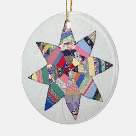 Patchworkstar quilt-vakantieversiering keramisch ornament (Links)