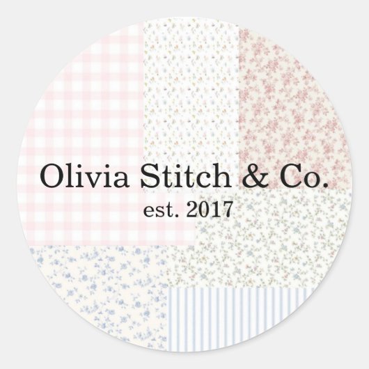 Patchworkstickers Ronde Sticker (Voorkant)