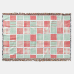 Patchworkstijl rood en blauwe vierkanten patroon deken