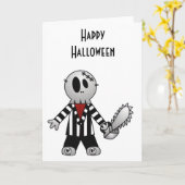 PATCHY CHAINSAW HALLOWEEN SKELETON KAART (Gele Bloem)