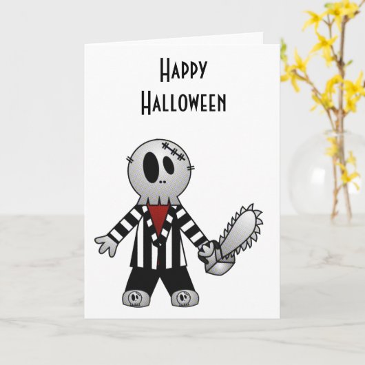 PATCHY CHAINSAW HALLOWEEN SKELETON KAART (Gele Bloem)