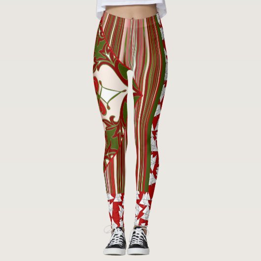 Patchy Stripes Christmas Party Leggings (Voorkant)
