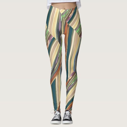 Patchy Stripes Green Leggings (Voorkant)