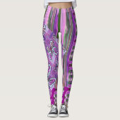 Patchy Stripes Pink Green Leggings (Voorkant)