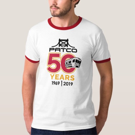 PATCO 50e Jubileum Logo Rood T-shirt Ringer (Voorkant)