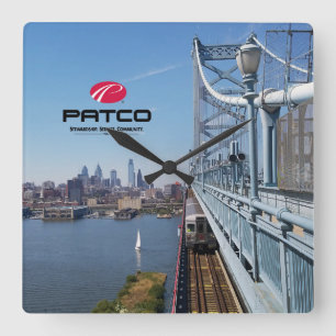 PATCO Philadelphia Skyline Wall Clock - Square Vierkante Klok