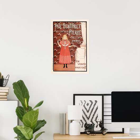 PATE DENTIFRICE French Paris Toothpaste Toothborst Poster (Thuiskantoor)