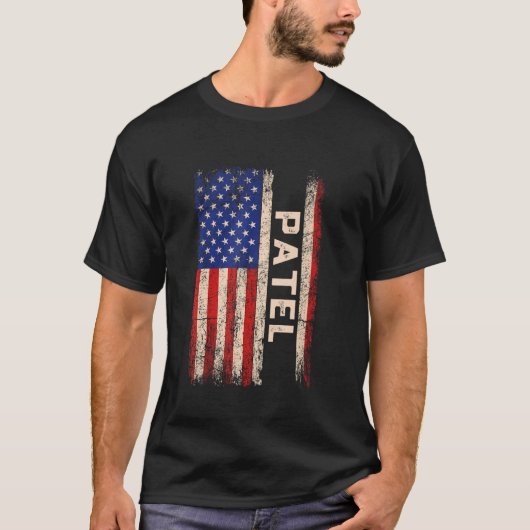 Patel Achternaam Shirt Patel Naam American Flag (Voorkant)