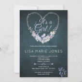 Patel bloeit hartkrans marineblauw baby shower kaart (Voorkant)