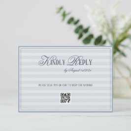 Patel Blue Striped Wedding QR code RSVP Kaartje