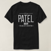 Patel grappige achternaam grappige familie t-shirt (Design voorkant)