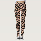Patel Grijs Oranje Donkerbruin Safari Luipaardprin Leggings (Voorkant)