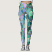 Patel kleuren gebrandschilderd mozaïekpatroon leggings (Voorkant)