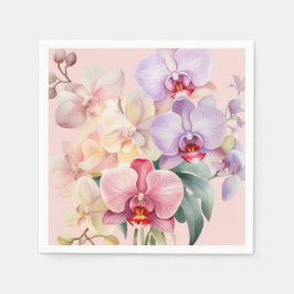 Patel Regenboog Orchideeën Bruiloft Servet
