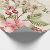 Patel Rood Groen Roze Poinsettia Kerstmis Cadeaupapier (Hoek)