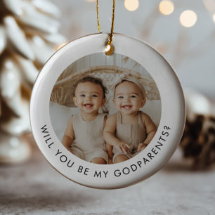 Paten Foto Voorstel Meisje Jongen Tweeling Keramisch Ornament