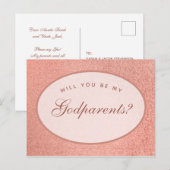 Paten Oproep Roze Goud Witte Ovaal Script Briefkaart (Voorkant / Achterkant)