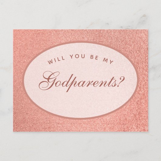 Paten Oproep Roze Goud Witte Ovaal Script Briefkaart (Voorkant)