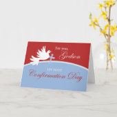 Patenbevestiging Duif op Rood en Blauw Kaart (Gele Bloem)