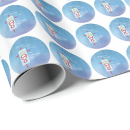 Patenkind, Eerste Heilige Communie, Blauw Cadeaupapier