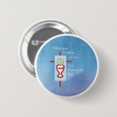 Patenkind, Eerste Heilige Communie, Blauw Ronde Button 5,7 Cm (Voorkant /achterkant)