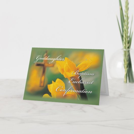 Patenkind RCIA Kruis Krokus Felicitaties Kaart (Voorkant)