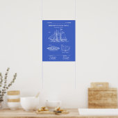 Patent Sailing Vessel Blueprint Poster (Keuken)