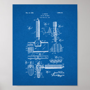 Patent voor doorvoeren - blauwdruk poster