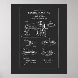 Patent voor naaimachine Blauwdruk Poster