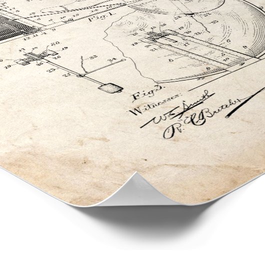 Patent voor trommel- en cymbal-spelapparaten - oud poster (Hoek)