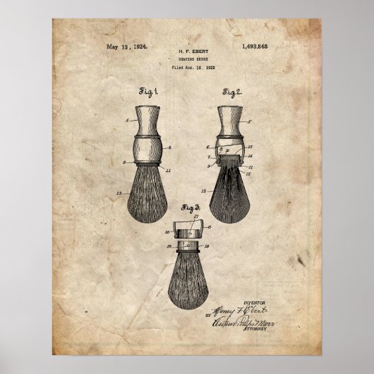 Patentafdrukken van een Scheerpenseel Poster (Voorkant)