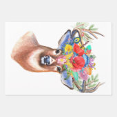 Paterna Flower Reindeer Kerstmis Magic Inpakpapier Vel (Voorkant)