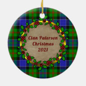 Paterson Badge & Tartan Gepersonaliseerde Kerstmis Keramisch Ornament (Achterkant)