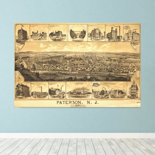 Paterson, New Jersey (1880) Canvas Afdruk (Insitu (Houten vloer))
