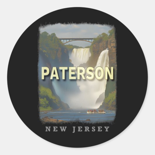 Paterson New Jersey Nj Waterfall Wonderland Sd617 Ronde Sticker (Voorkant)