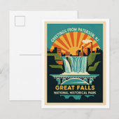 Paterson NJ Great Falls Historisch District Retro Briefkaart (Voorkant / Achterkant)