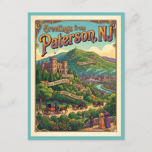 Paterson NJ Lambert Castle Garret Mountain Briefkaart (Voorkant)
