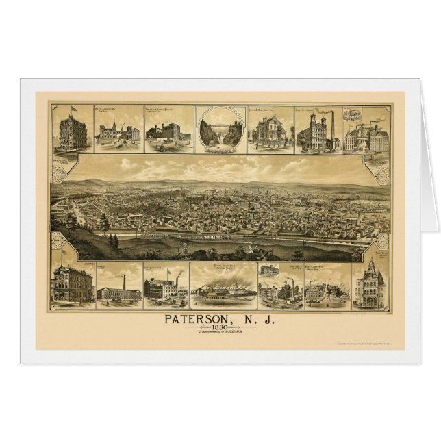 Paterson, NJ Panoramic Map - 1880 (Voorkant Horizontaal)