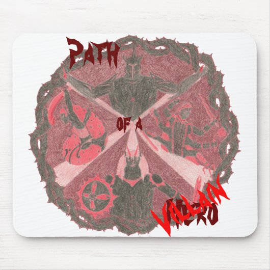 "Path of a Hero" Villains Emblem (met titel) Muismat (Voorkant)