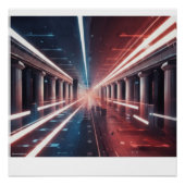 Path of Leaders - Futuristic Abstract Red & Blue T Perfect Poster (Voorkant)