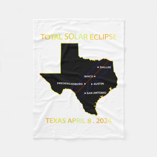Path of Solar Eclipse 2024 interactieve kaart Texa Fleece Deken (Voorkant)