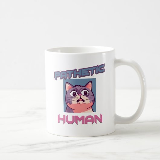 Pathetische mens - grappig kat ontwerp koffiemok (Rechts)