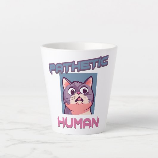 Pathetische mens - grappig kat ontwerp latte mok (Voorkant)